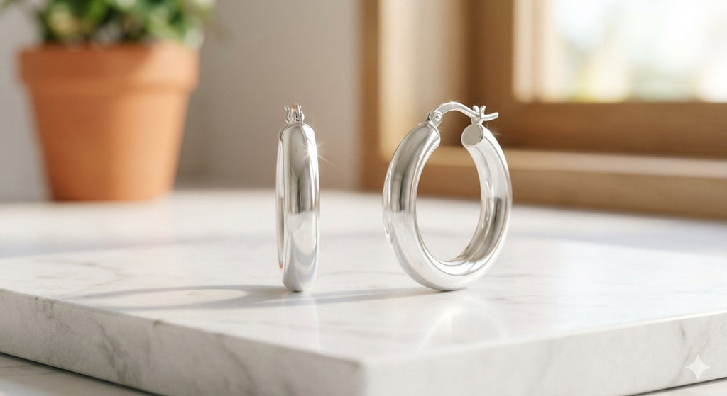 Silver Round Hoop Earrings